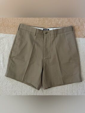 Lands' End Men's Traditional Fit Flat-Front Khaki Shorts - 34 Cotton